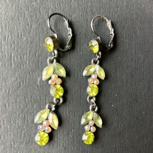 Green stone drop earrings
